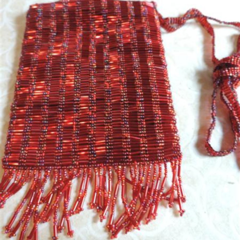 Handmade Red Beaded Purse by Fair Trade
